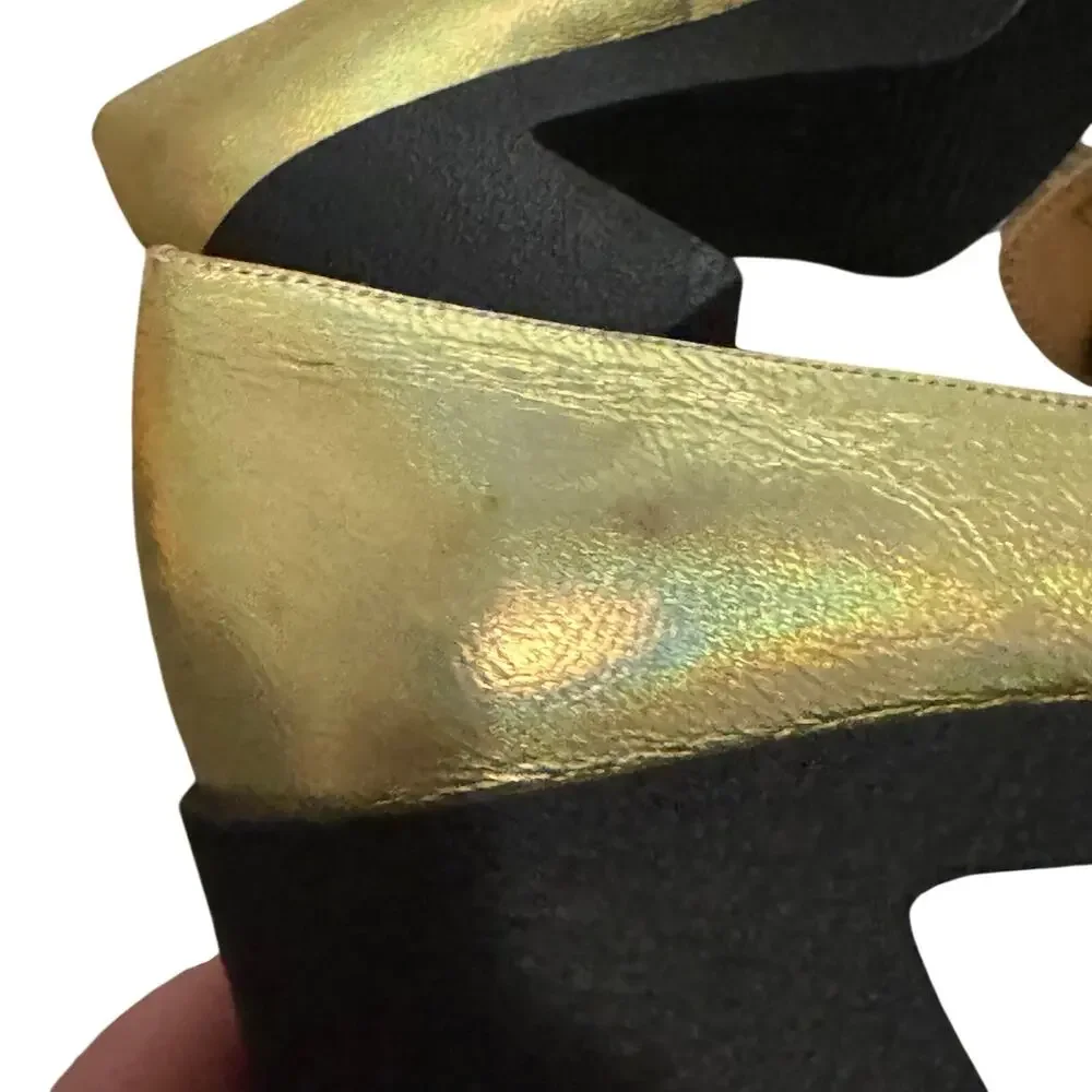 Akaada Yoko Gold Patent Leather Chunky Loafers